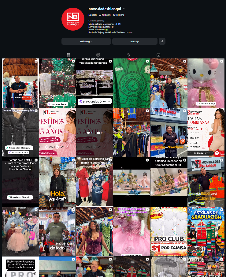Instagram de Novedades Blanqui